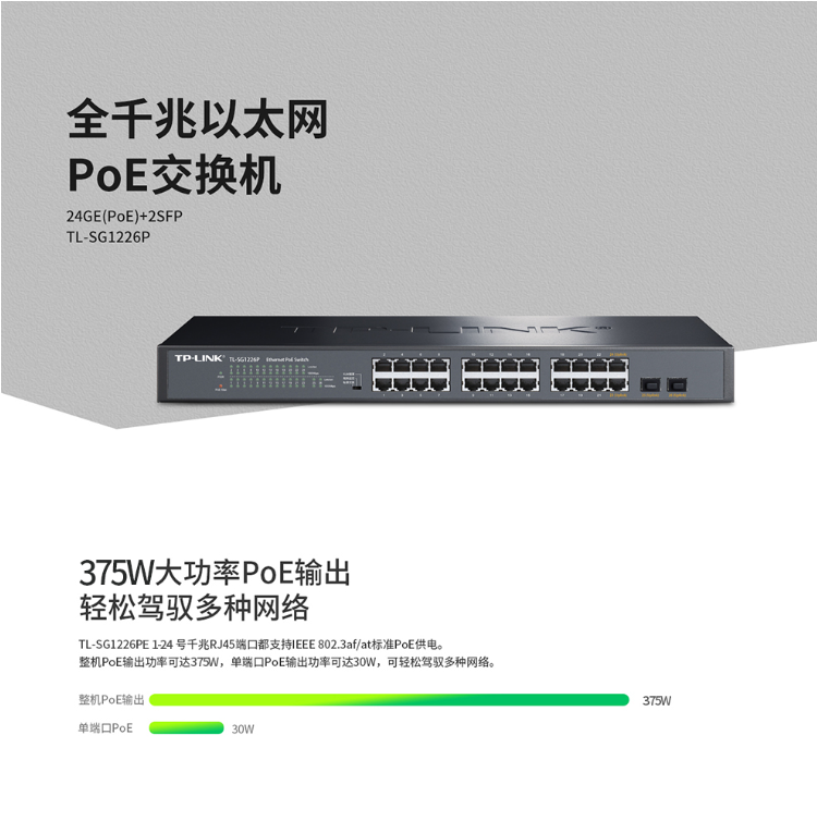 TP-LINK 24口全千兆以太網(wǎng)PoE交換機(jī)