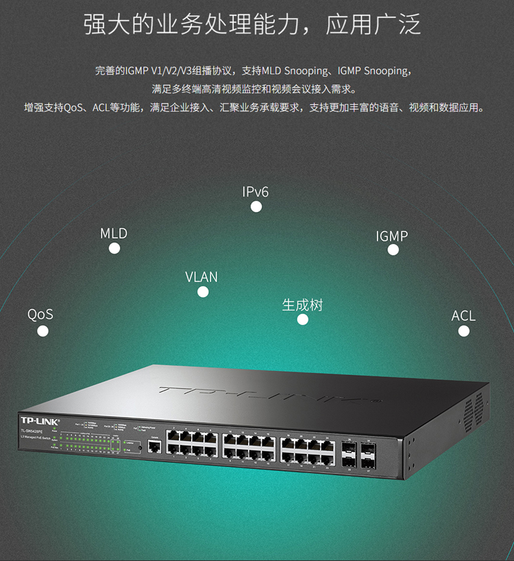 TP-LINK TL-SH5428PE 萬兆上聯(lián)三層網(wǎng)管PoE交換機